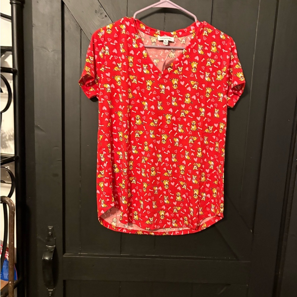 Freshman Red Floral V-Neck Top